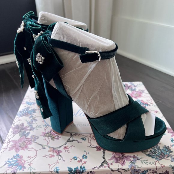 Antonio Melani x Nicola Bathie Lila Velvet Bow Detail Platform Dress Sandals | Dillard's | Dress 